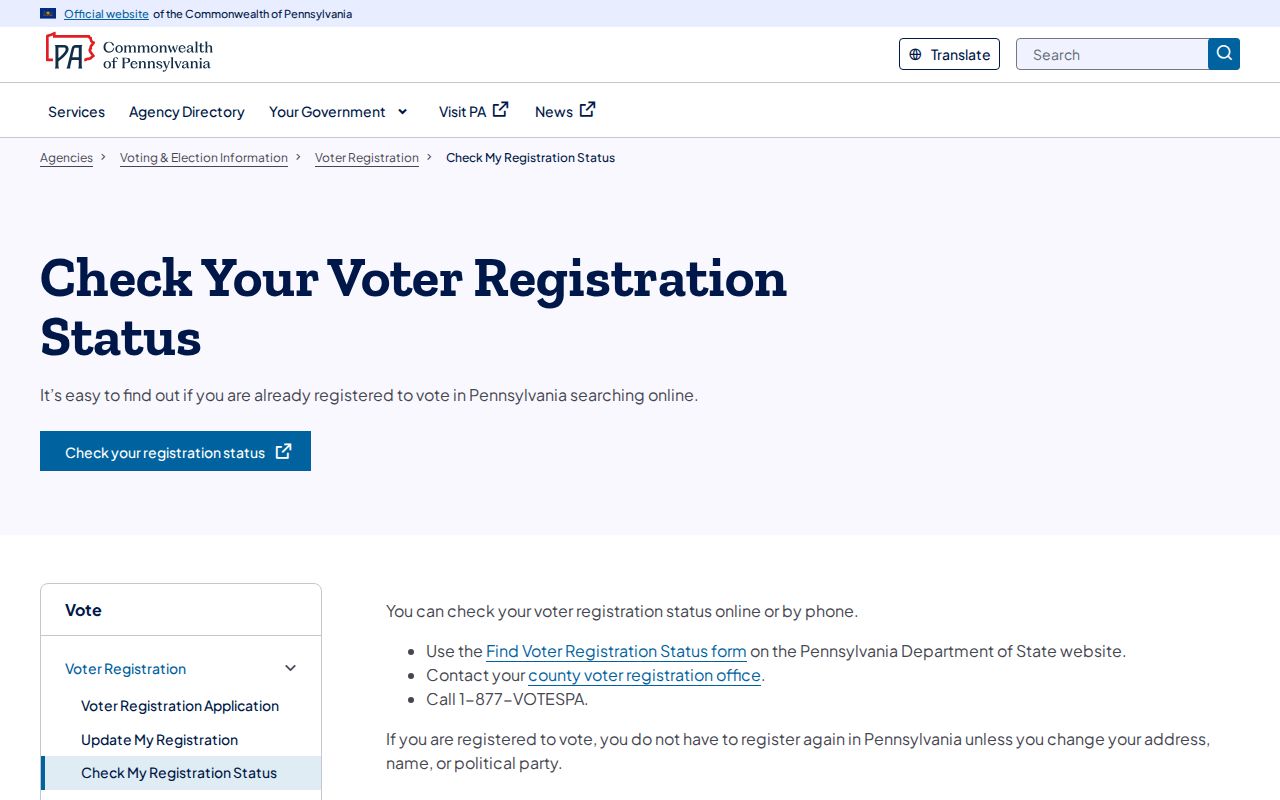 Lower Macungie Township residents directory Pennsylvania voter registration status page