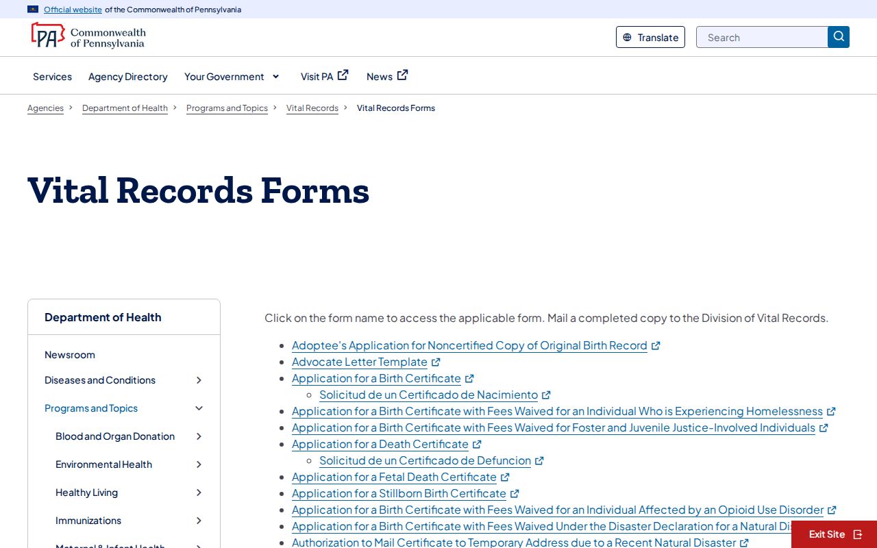 Lower Macungie Township residents directory Pennsylvania vital records forms page