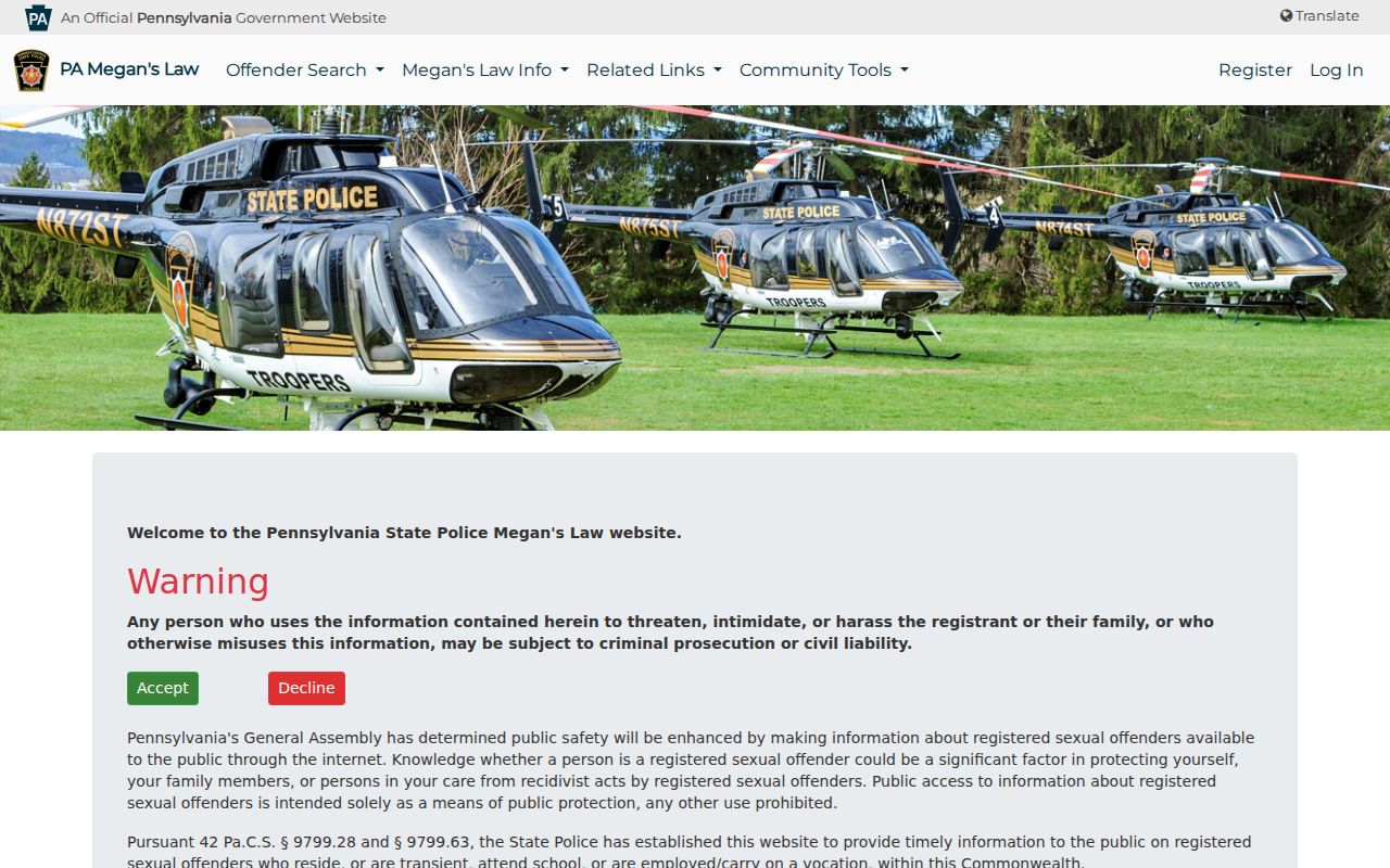 Lower Macungie Township residents directory Pennsylvania State Police public registry page