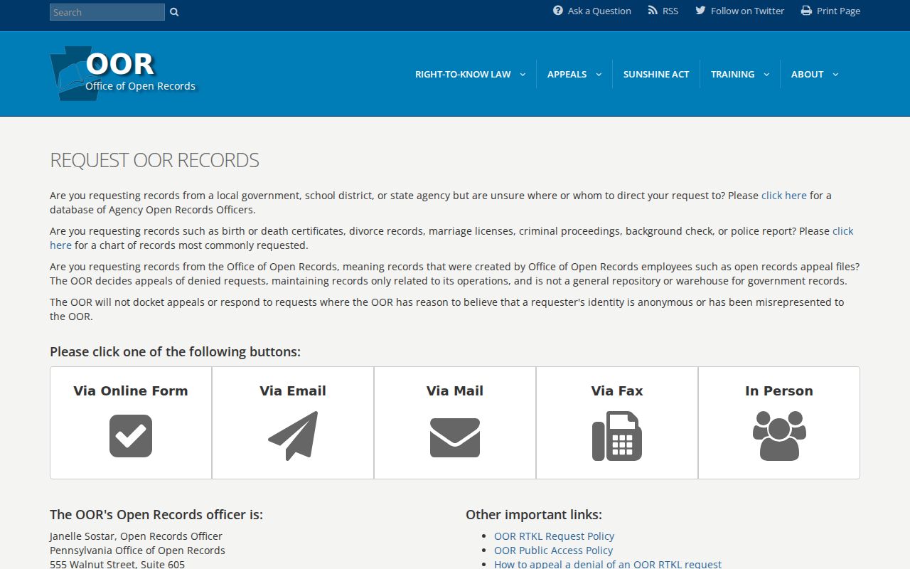 Lower Macungie Township residents directory Pennsylvania Right-to-Know request form